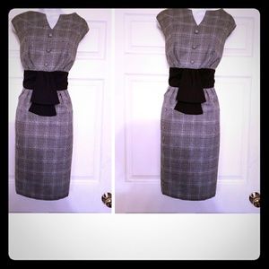 Beautiful gray&black plaid sheath dress